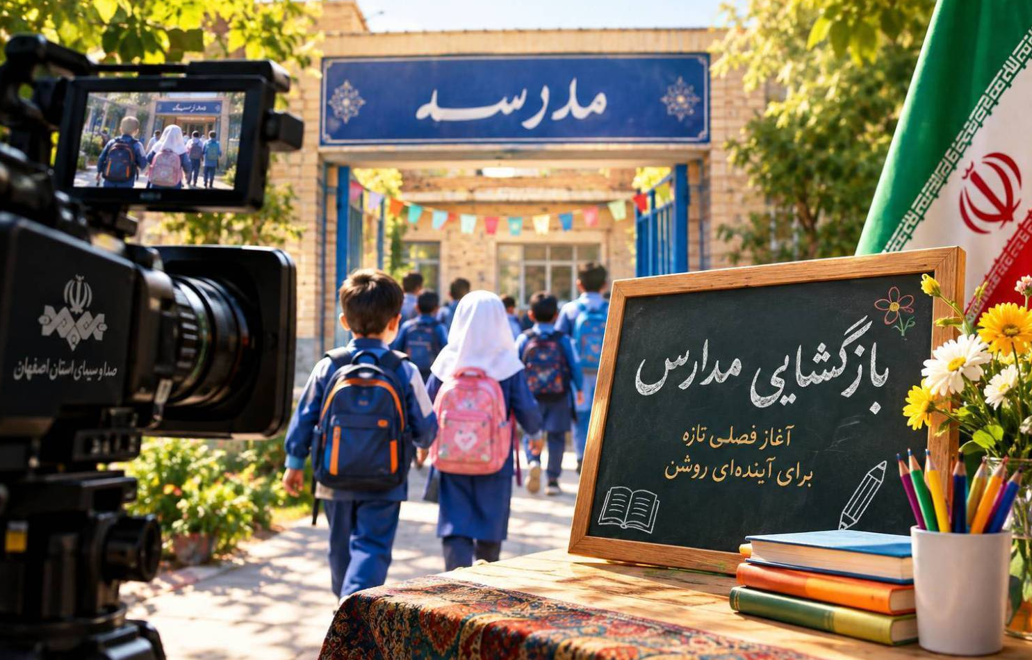 تصویر متنوع سیمای اصفهان از  بازگشایی مدارس